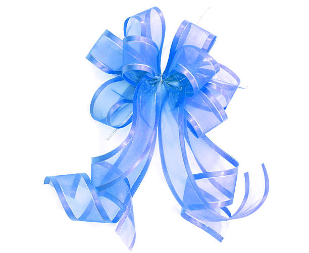 istock Blue Satin gift bow. ribbon isolated on white 176217762