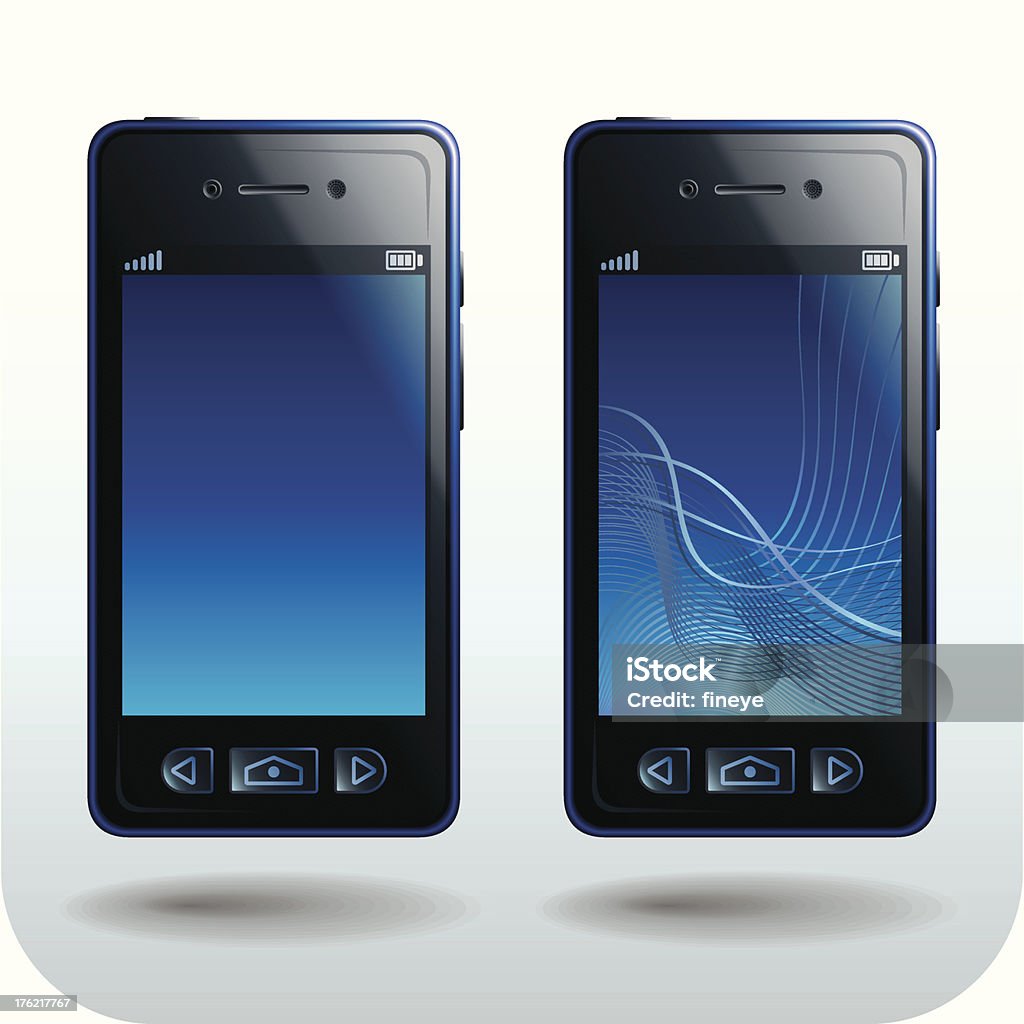 スマートフォン、ブラックとブルー - つながりのロイヤリティフリーベクトルアート