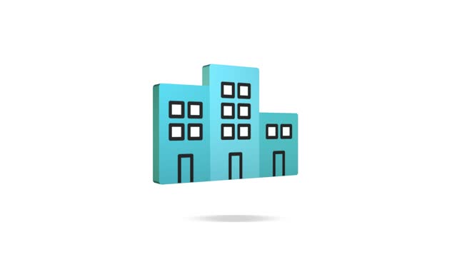 3D icon. Houses. Rotation. Infographics. White background.