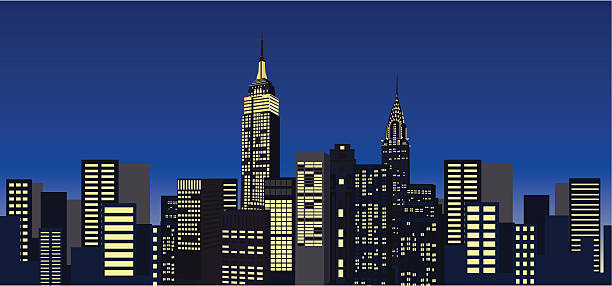 Skyscrapers Illustration with New York skyscrapers empire state building stock illustrations
