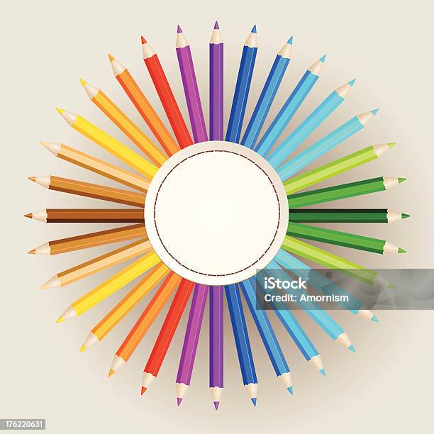 Lápis De Cor Em Fundo De Papel - Arte vetorial de stock e mais imagens de Lápis de Cor - Lápis de Cor, Pastel, Afiado