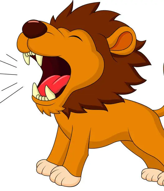 Vector illustration of Lion cartoon roaring