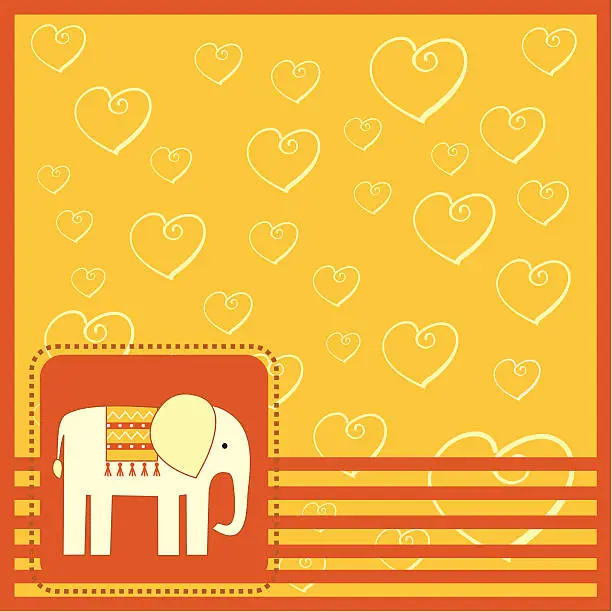 Vector illustration of greeting card  with elefant
