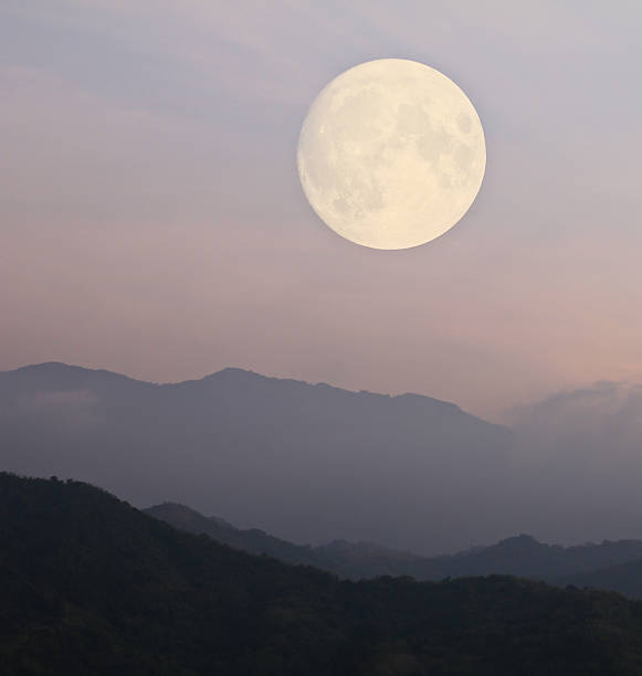 istock Big Moon over mountain in morning light. 176220869