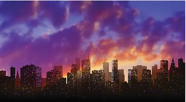 Vector illustration of City Sunset