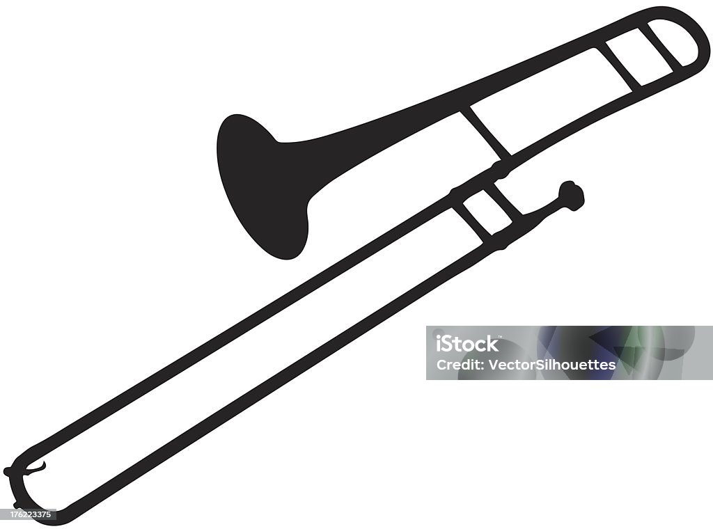 Trombone silhouette A silhouette of a trombone Back Lit stock vector