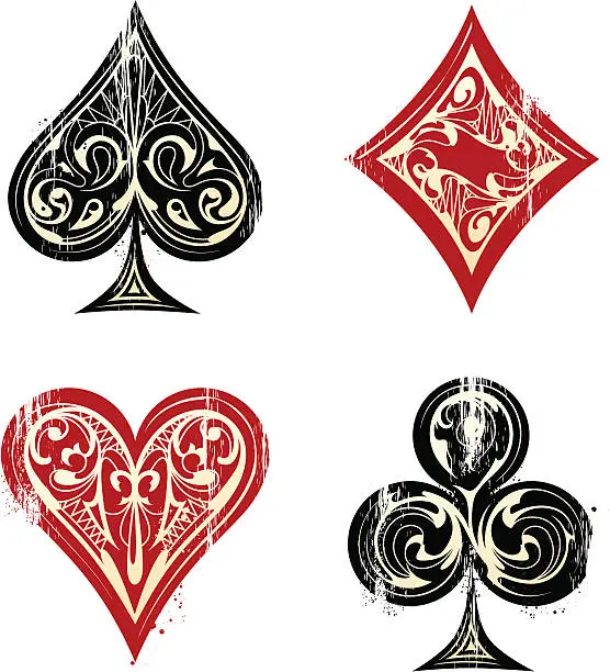 Vector illustration of Vintage Playing Cards Sybmols