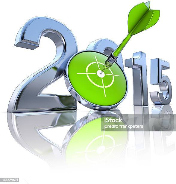 A Green Dart Through A Target For 2015 Stock Photo - Download Image Now - 2015, Aspirations, Business