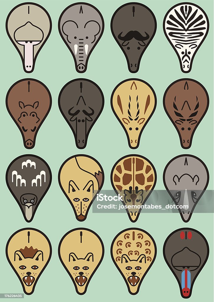 AFRICA ANIMALS POINTER, PLACEMARK, ICON SET Vector illustration. Created with Adobe Illustrator. Vector stock vector