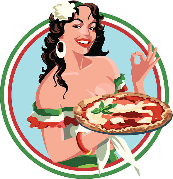 Italian Pizza pin up vector art illustration