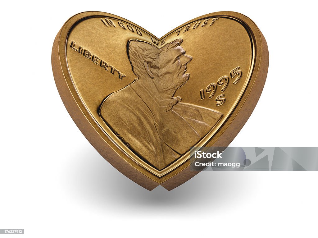 Monedas de un céntimo hacer un corazón - Foto de stock de Abraham Lincoln libre de derechos