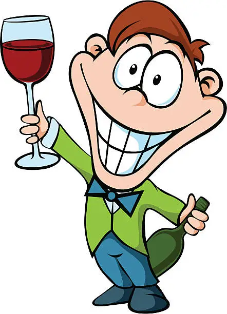 Vector illustration of man with a glass of wine