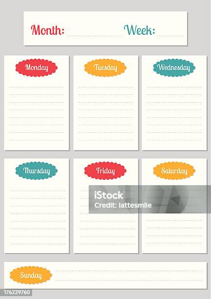 Vettore Settimana Di Pianificazione - Immagini vettoriali stock e altre immagini di Agenda - Agenda, Calendario, Copy Space