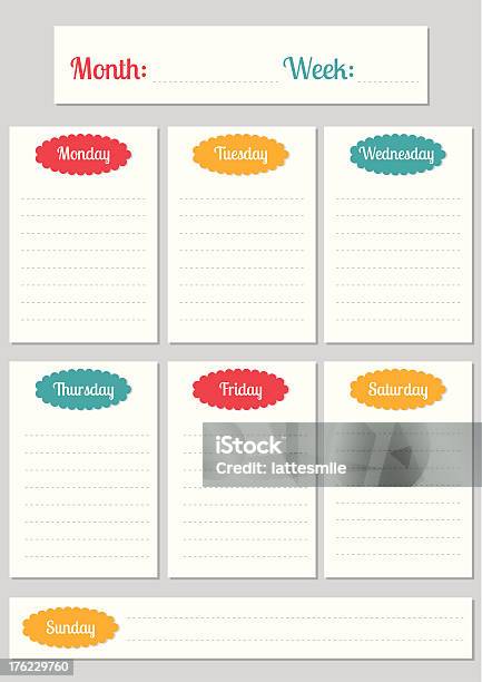 Vetores de Vetor Organizador De Semana e mais imagens de Agenda pessoal - Agenda pessoal, Calendário, Coisas a Fazer