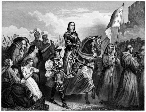 Engraving From 1869 Featuring The French Saint, Joan Of Arc Entering The City Of Orleans.  Joan Of Arc Lived From 1412 Until 1431.