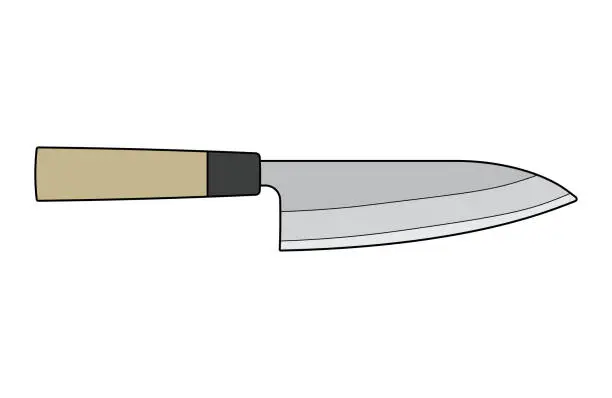 Vector illustration of Kids drawing Cartoon Vector illustration santoku knife Isolated in doodle style
