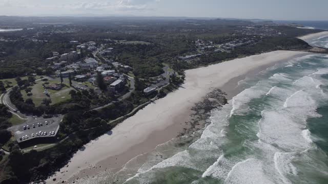 Aerial Panorama Of Ballina Head Lookout And Shelly Beach In East Ballina, NSW, Australia. pan right