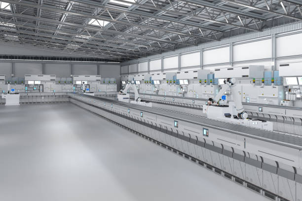 istock Automation industry concept with robot assembly line in  factory 1762392263