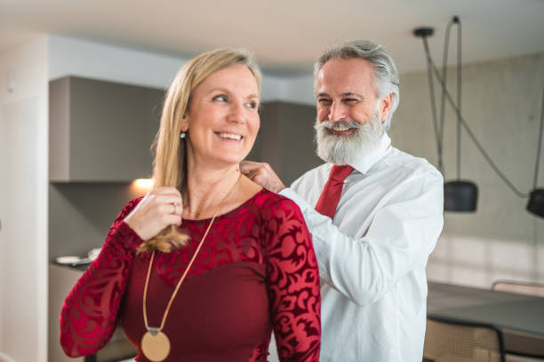 istock Handsome Mature Caucasian Couple Enjoy Getting Well Dressed 1762410984