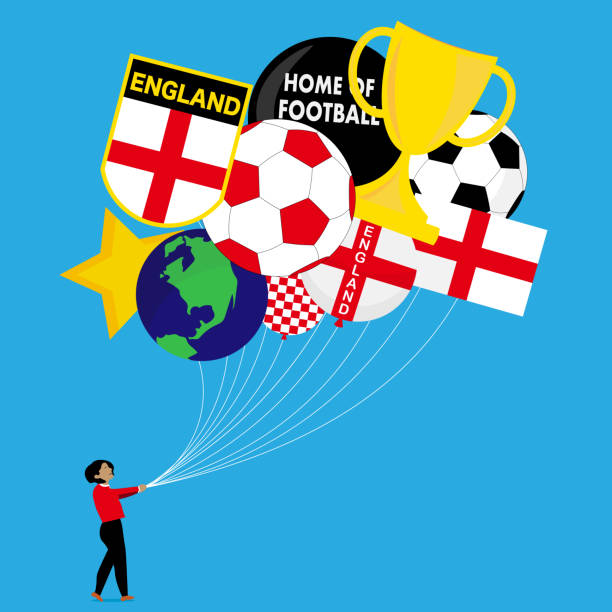 ilustraciones, imágenes clip art, dibujos animados e iconos de stock de globos de fútbol de inglaterra - fan england british culture english culture