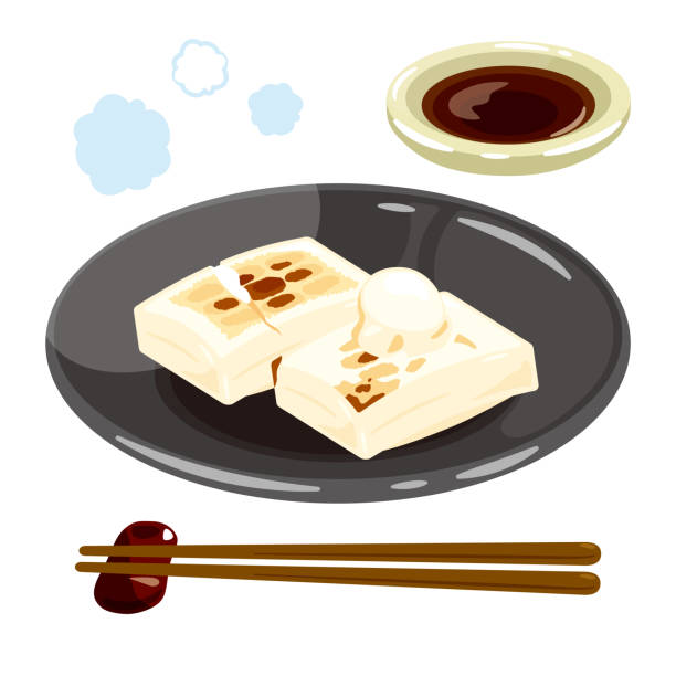 ilustraciones, imágenes clip art, dibujos animados e iconos de stock de tortitas de arroz a la plancha y salsa de soja - japanese cuisine soy sauce food bonito