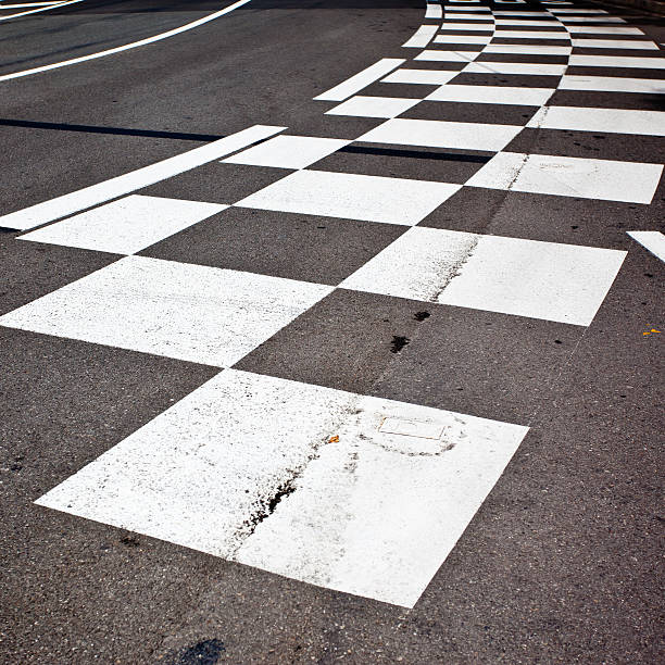 istock Asphalt on race track with checkered lines 176268819