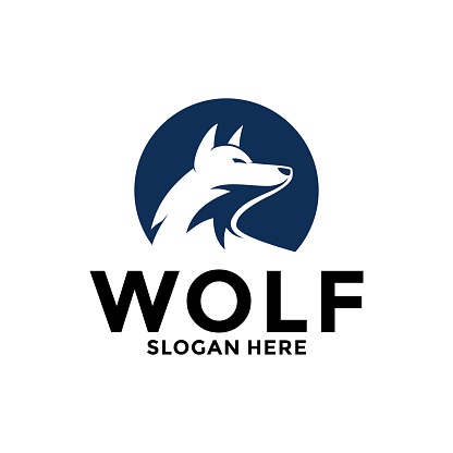 Wolf Vintage Logo Vector, Angry Wolf logo design template