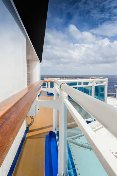 istock Guardrail on a cruise ship on a sunny day in the Caribbean, copy space 1762762007