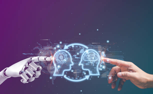 istock Ai smart Manufacturing and Hitech to communicate with humans for Upskill Reskill. Ai connection automation to global cyber network concept. new technology in future can support all business 4 to IIoT 1762844247