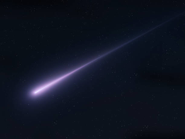 istock Meteor trail in the sky. Glowing fireball at night. 1762844264