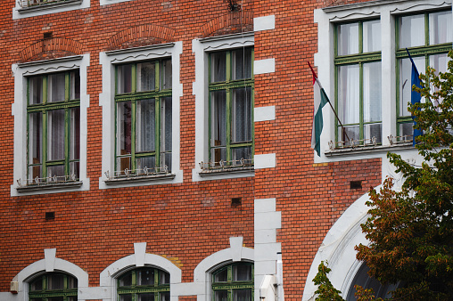 Residential area old european apartment buildings