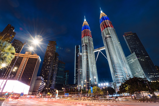 Famous KLCC towers at night