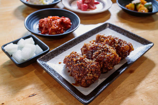 istock Korean crispy chicken with black sauce 1762866306