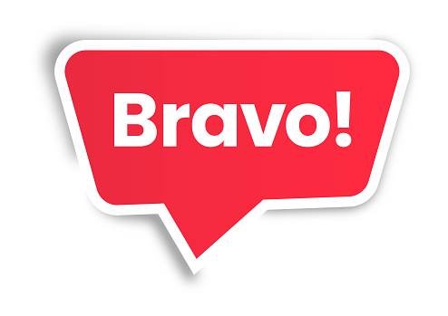 Bravo Sign, Icon, Speech Bubble Stock Vector Illustration. For Websites, Blogs, Social Media, Prints, Digital Marketing, Ads. White Text On Red Background.