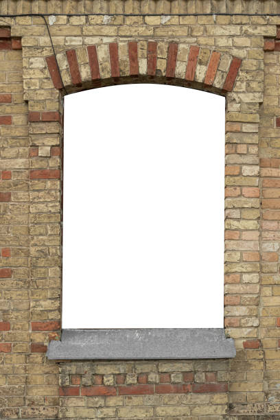 istock Decorative brick arched vintage window frame in 19th century style. 1762891742