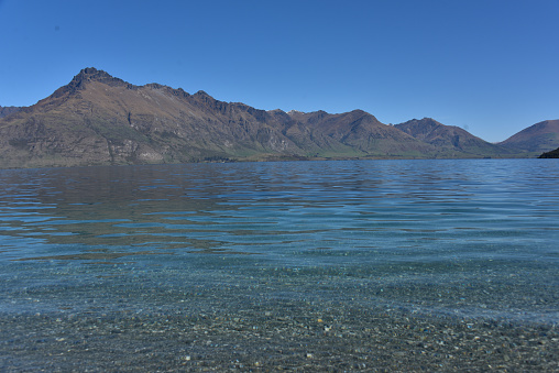 Views of Lake Wakatipu along the way from Queenstown to Glenorchy in the South Island of New Zealand.