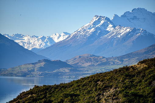 Views of Lake Wakatipu along the way from Queenstown to Glenorchy in the South Island of New Zealand.
