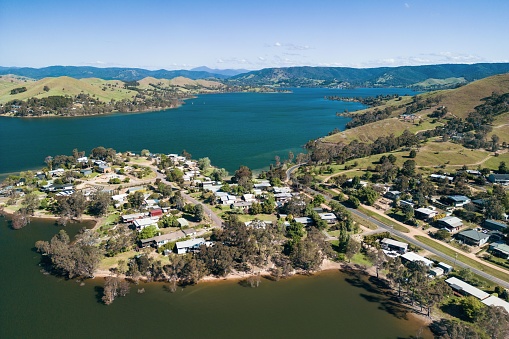 This is an aerial view of Lake Eildon located in Victoria, Australia