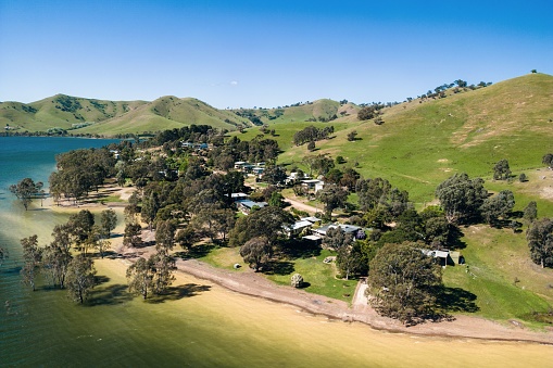 This is an aerial view of Lake Eildon located in Victoria, Australia