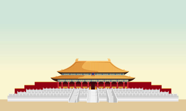 verbotene stadt - palastkomplex - peking, china - stockillustration - ming china forbidden city emperor stock-grafiken, -clipart, -cartoons und -symbole