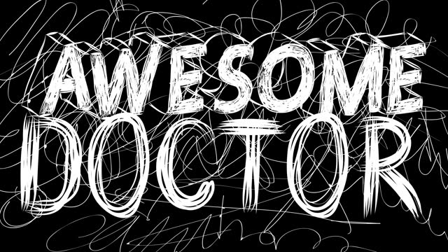 Doctor word animation of old chaotic film strip with grunge effect.