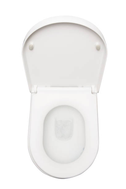 istock Plumbing fixtures, ceramic toilet top view. 1762933340