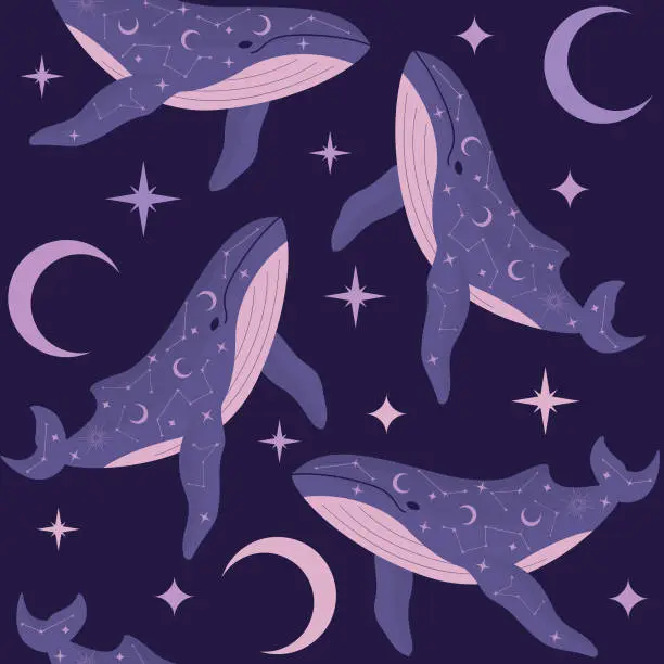 Vector illustration of whale pattern