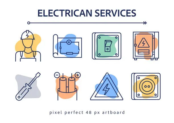 Vector illustration of Electrician Services Related Vector Banner Design Concept.