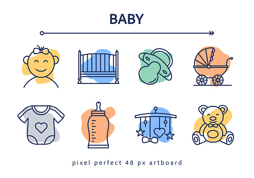 Baby Related Vector Infographic Banner Design Concept. Global Multisphere Ready-to-Use Template. Web Banner, Website Header, Magazine, Mobile Application etc. Modern Design.