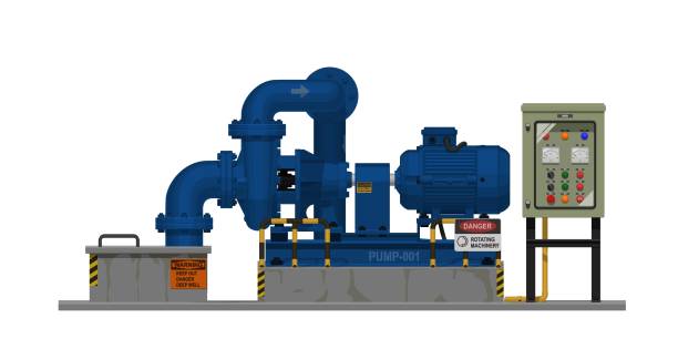 изолированная насосная система на белом фоне - large control fuel and power generation white background stock illustrations