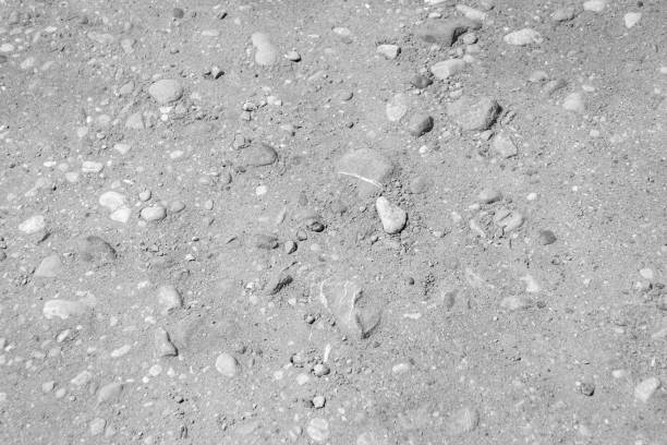 Black and white abstract background beach sand with rocks on the ground