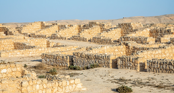 Ancient Roman camp near Nabataean city Avdat, Negev desert, Israel