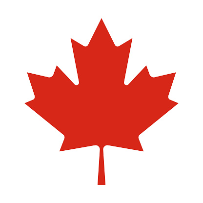 Maple leaf icon, symbol of Canada. Vector red maple leaf on a white background.