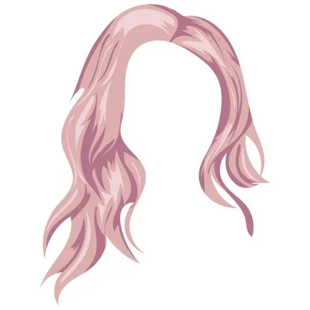 Vector illustration of pink long hair